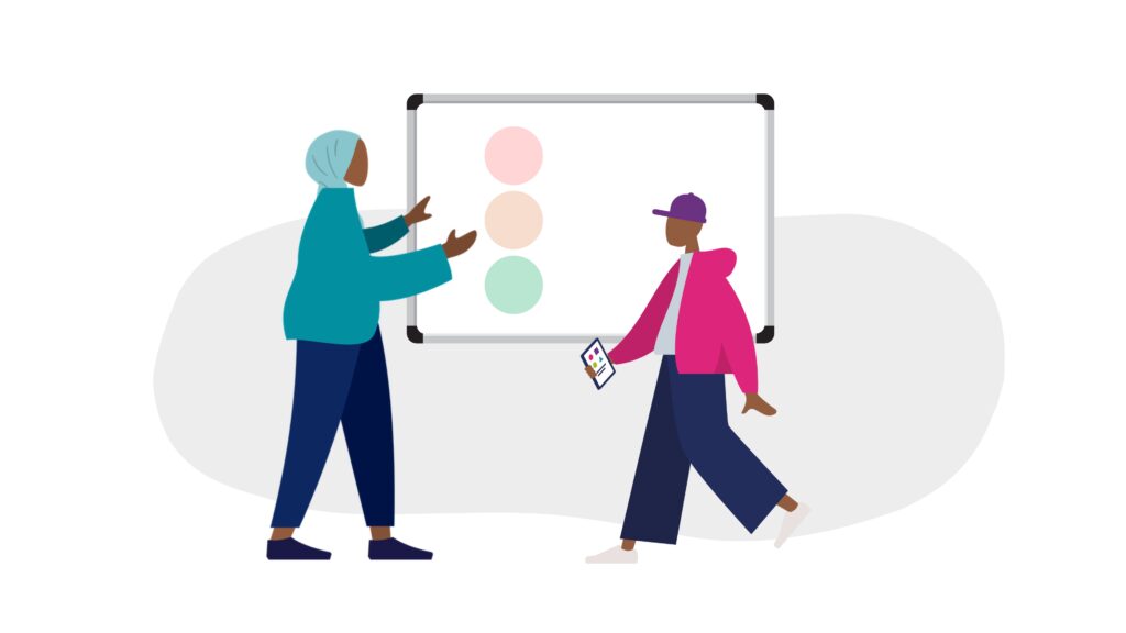 Teacher uses a public behaviour chart with student