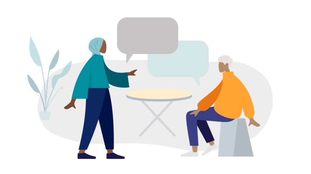 Member of staff says sorry to a colleague